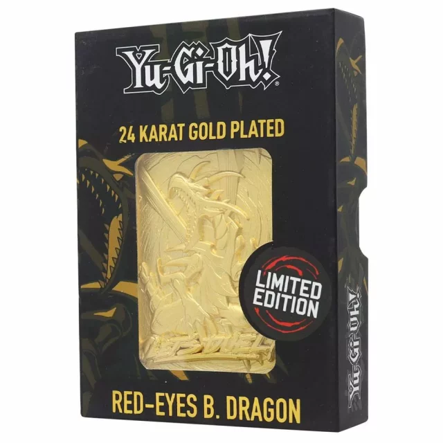 Sběratelská plaketka Yu-Gi-Oh! - Red Eyes B. Dragon (pozlacená)