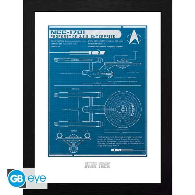 Zarámovaný plakát Star Trek - USS Enterprise's Plan