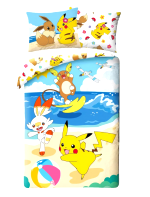 Povlečení Pokémon - Pikachu with Scorbunny on beach